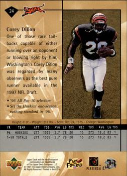 1997 Upper Deck #24 Corey Dillon Back