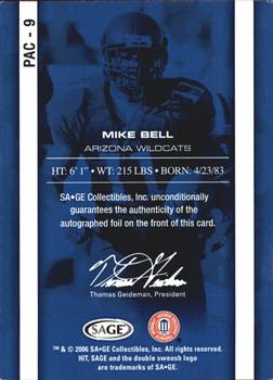 2006 SAGE HIT - PAC-10 Autographs #PAC-9 Mike Bell Back