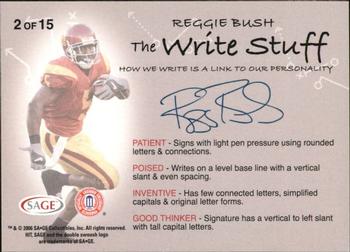 2006 SAGE HIT - Write Stuff #2 Reggie Bush Back