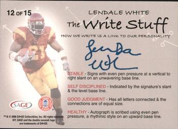 2006 SAGE HIT - Write Stuff #12 LenDale White Back