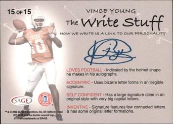 2006 SAGE HIT - Write Stuff #15 Vince Young Back