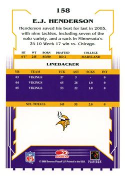 2006 Score - Glossy #158 E.J. Henderson Back