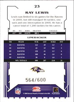 2006 Score - Gold #23 Ray Lewis Back