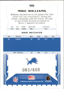 2006 Score - Gold #90 Mike Williams Back