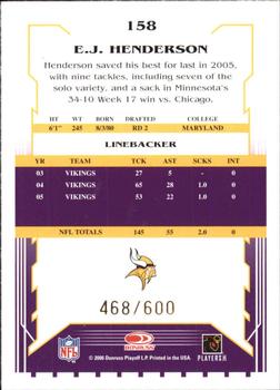 2006 Score - Gold #158 E.J. Henderson Back