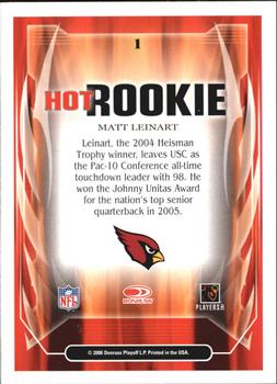 2006 Score - Hot Rookies Glossy #1 Matt Leinart Back