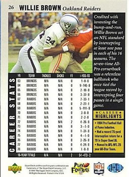 1997 Upper Deck Legends #26 Willie Brown Back