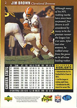 1997 Upper Deck Legends #2 Jim Brown Back