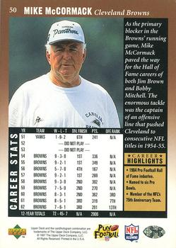 1997 Upper Deck Legends #50 Mike McCormack Back