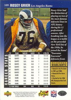 1997 Upper Deck Legends #109 Roosevelt Grier Back
