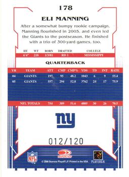 2006 Score - Red #178 Eli Manning Back