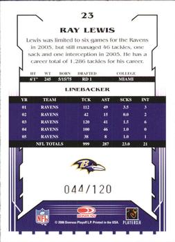 2006 Score - Red #23 Ray Lewis Back