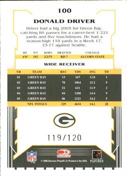 2006 Score - Red #100 Donald Driver Back