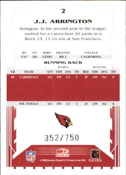 2006 Score - Scorecard #2 J.J. Arrington Back