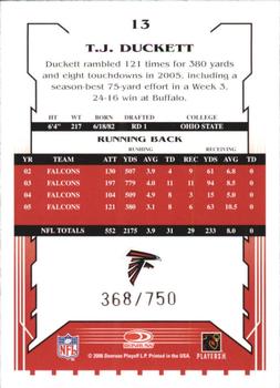 2006 Score - Scorecard #13 T.J. Duckett Back