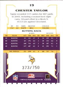 2006 Score - Scorecard #19 Chester Taylor Back