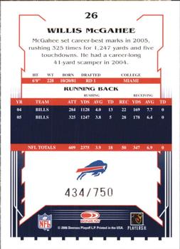 2006 Score - Scorecard #26 Willis McGahee Back