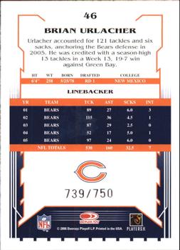 2006 Score - Scorecard #46 Brian Urlacher Back