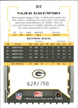 2006 Score - Scorecard #97 Najeh Davenport Back