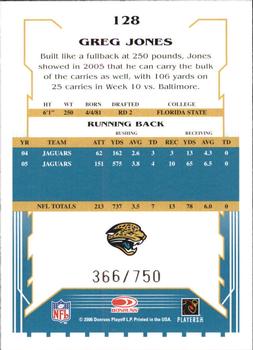 2006 Score - Scorecard #128 Greg Jones Back