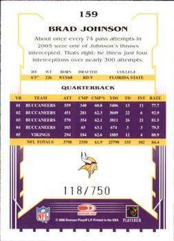 2006 Score - Scorecard #159 Brad Johnson Back