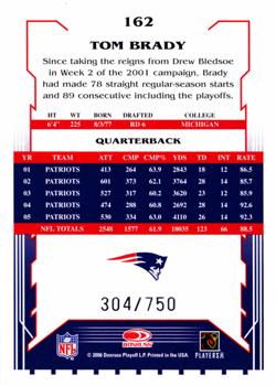 2006 Score - Scorecard #162 Tom Brady Back