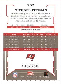 2006 Score - Scorecard #262 Michael Pittman Back