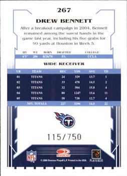 2006 Score - Scorecard #267 Drew Bennett Back