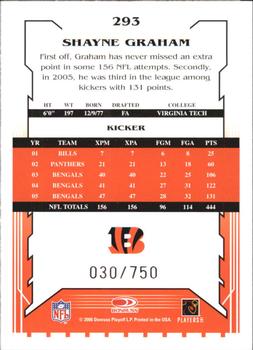 2006 Score - Scorecard #293 Shayne Graham Back