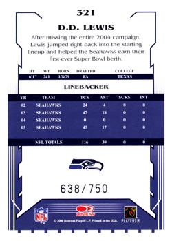 2006 Score - Scorecard #321 D.D. Lewis Back