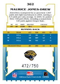2006 Score - Scorecard #362 Maurice Drew Back