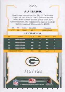 2006 Score - Scorecard #373 A.J. Hawk Back