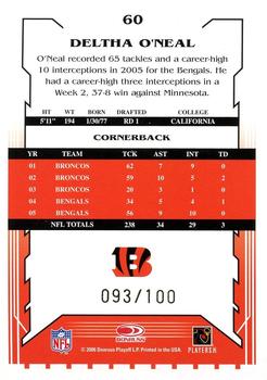 2006 Score Select - Scorecard #60 Deltha O'Neal Back