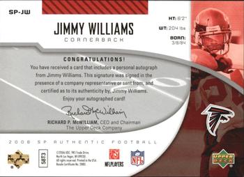 2006 SP Authentic - Autographs #SP-JW Jimmy Williams Back