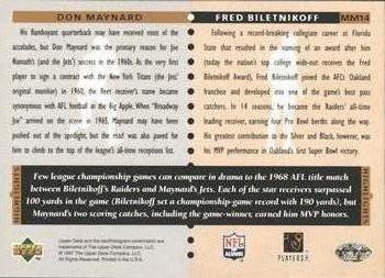 1997 Upper Deck Legends - Marquee Matchups #MM14 Fred Biletnikoff / Don Maynard Back