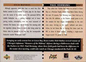 1997 Upper Deck Legends - Marquee Matchups #MM17 Paul Hornung / Dick Butkus Back