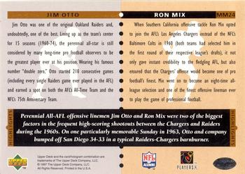1997 Upper Deck Legends - Marquee Matchups #MM24 Ron Mix / Jim Otto Back