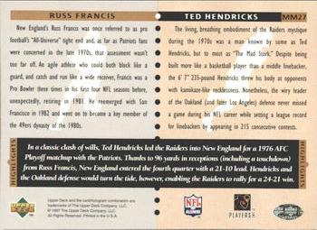 1997 Upper Deck Legends - Marquee Matchups #MM27 Ted Hendricks / Russ Francis Back