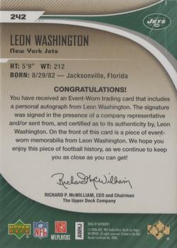 2006 SP Authentic - Gold #242 Leon Washington Back