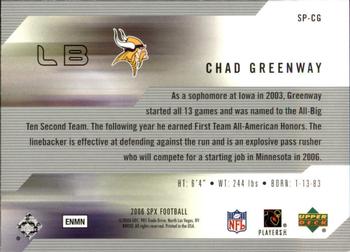 2006 SPx - SPxcellence #SP-CG Chad Greenway Back