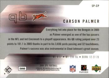 2006 SPx - SPxcellence #SP-CP Carson Palmer Back