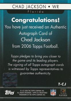 2006 Topps - Autographs #T-CJ Chad Jackson Back