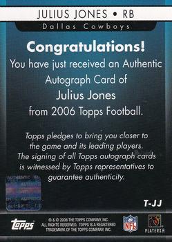 2006 Topps - Autographs #T-JJ Julius Jones Back