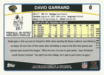 2006 Topps - Gold #6 David Garrard Back