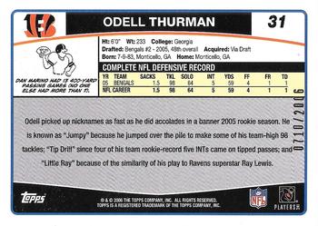 2006 Topps - Gold #31 Odell Thurman Back