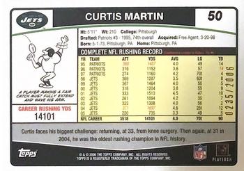 2006 Topps - Gold #50 Curtis Martin Back