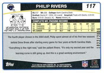 2006 Topps - Gold #117 Philip Rivers Back