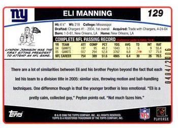 2006 Topps - Gold #129 Eli Manning Back