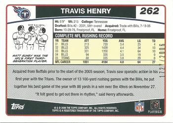 2006 Topps - Gold #262 Travis Henry Back