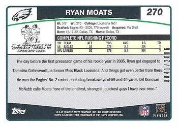 2006 Topps - Gold #270 Ryan Moats Back